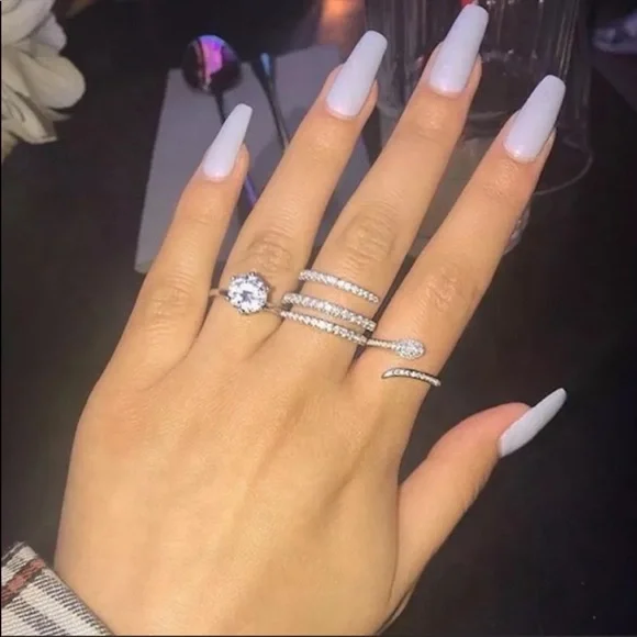 💯 NEW 3 LAYER 925 STERLING SILVER DIAMOND RING, CUTE RING, SHINY RING. - Picture 4 of 7